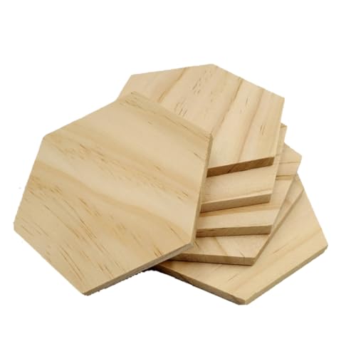 Sewroro 25 Stück Holzscheiben leere Ornamente Konfirmationsdekorationen sechseckiger Ausschnitt weinachtsbaumdekorationen dekoration weihnachten weihnchtsdeko hochzeitsdekoration Hölzern von Sewroro