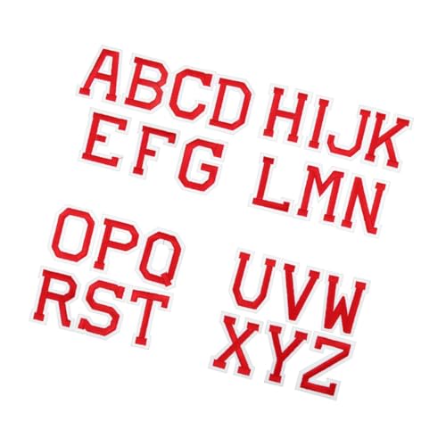 Sewroro 26 Stück Teiliges Bügelbild Buchstaben Bestickte Kreative Textilaufnäher zum Aufbügeln oder Nähen Rote Alphabet patches für DIY Kleidung Mäntel Hüte und Mehr von Sewroro