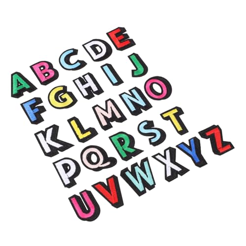 Sewroro 26 Stück Teiliges Bunte Gestickte Buchstaben Patches zum Aufnähen und Aufbügeln Vielseitige Stoffapplikationen für Kleidung Taschen Hüte Schuhe und DIY Bastelarbeiten von Sewroro