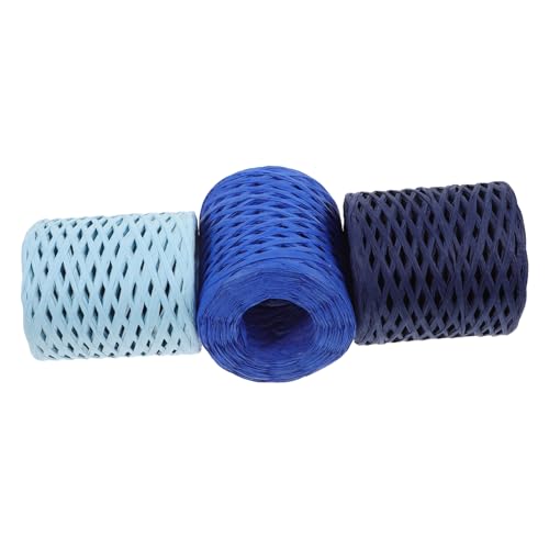 Sewroro 3 Rollen Farbiges Raffia Papierband für Geschenkverpackung und DIY Dekoration Vielseitige Bastelschnur in Himmelblau und für Blumensträuße und Kreative Projekte von Sewroro