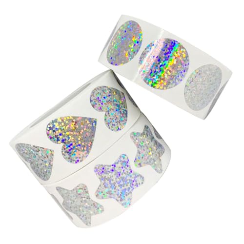 Sewroro 3 Rollen Herzaufkleber Selbstklebende Dekorative Sticker für Lehrer Tragbare Belohnungssticker für Wasserfeste PVC Aufkleber für DIY Wanddekoration von Sewroro
