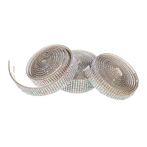 Sewroro 3 Rollen Selbstklebendes Strassband Dekoratives Funkelndes Kristallband für Kleidung Schuhe Taschen Hochzeiten und DIY Bastelprojekte Langlebig und Vielseitig Einsetzbar von Sewroro