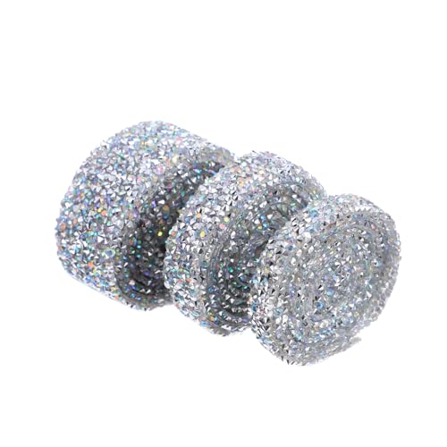 Sewroro 3 Rollen Strassband Silber Ab Glitzernde Kristallbänder Hochtemperaturbeständig Zum Dekorieren Von Kleidung Accessoires DIY von Sewroro