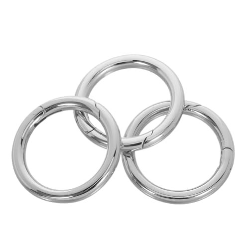 Sewroro 3 Stück Edelstahl Federring Verschluss Rundring mit Starker Tragfähigkeit Poliert Rostfrei Offene Konstruktion für DIY Taschen Schlüsselanhänger Gepäck Zubehör von Sewroro