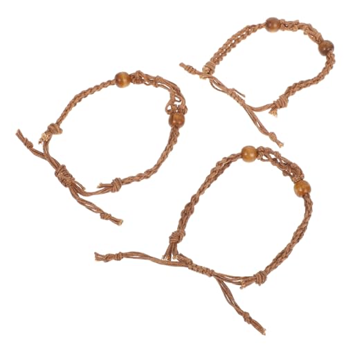 Sewroro 3 Stück Geflochtene Netz Armbänder mit Naturholzperlen Flexibles Design für Schmuckherstellung und Charms für Kreative Projekte von Sewroro