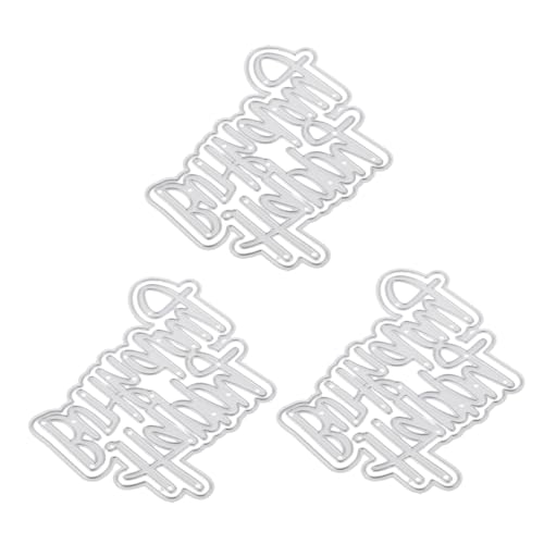 Sewroro 3 Stück Happy Birthday Metal Cutting Dies aus Kohlenstoffstahl für DIY Kartenherstellung Stanzformen Prägeschablonen Scrapbooking Fotoalbum Papierdekoration von Sewroro