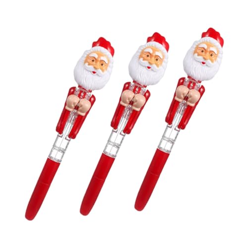 Sewroro 3 Stück Kreativer Kugelschreiber Druckkugelschreiber Einzigartiger Stift Schreibstift Lustiger Boxstift Spaßstift Neuheitsstifte Goodie Bag Füller Cartoon Stift Weihnachtsstift von Sewroro