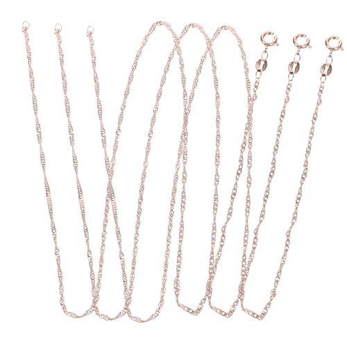 Sewroro 3 Stück Roségold Beschichtete Wasserwellen Halsketten zum Schmuckbasteln Feine Kupferketten Hautfreundlich Langlebig Zartes DIY Zubehör für Damen und Mädchen von Sewroro