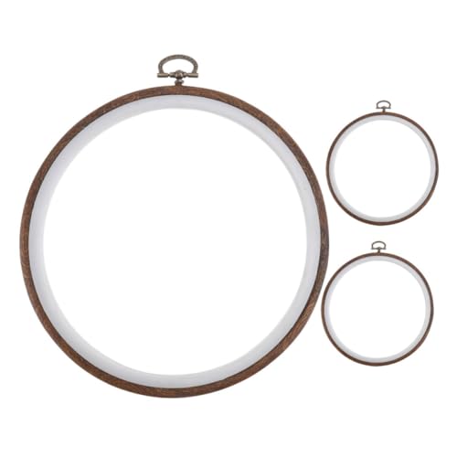 Sewroro 3 Stück Stickrahmen Innendurchmesser Kunststoff Stickring mit Holzoptik Vintage Design für Kreuzstich Nähen und DIY Handarbeiten Runde Stickrahmen für Stabile Stofffixierung von Sewroro
