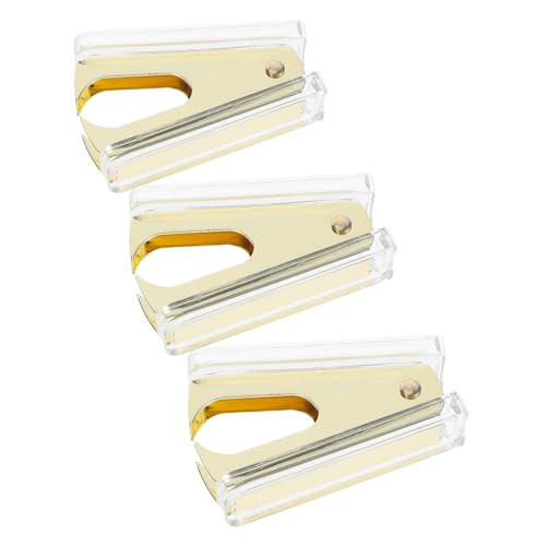 Sewroro 3 Stück Teiliges Acryl Heftklammerentferner Goldfarben Ergonomisch Leichter Bürobedarf für Zuhause Schule Büro Handlicher Klammerentferner Langlebig Komfortabel von Sewroro