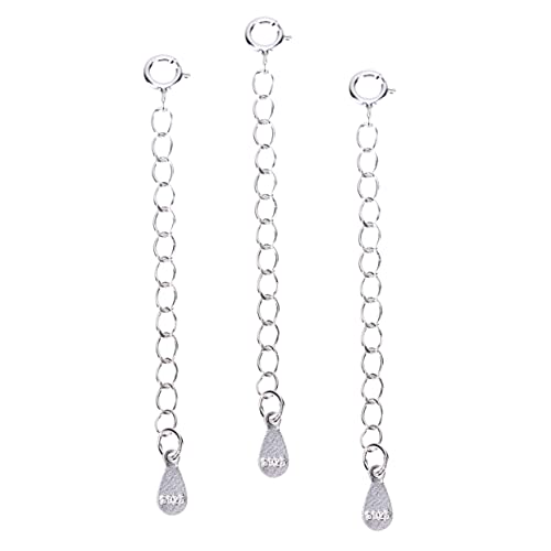 Sewroro 3 Stück Teiliges Silber Verlängerungskette für Armbänder und Schmuck Zubehör mit Herzschwanz und Federklipp für DIY Schmuckherstellung von Sewroro