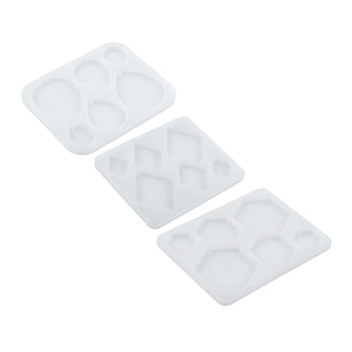 Sewroro 3 Stück Teiliges Silikon Harz Anhänger Formen Geometrische Ohrring Gießform Langlebig Wiederverwendbar Präzise Details für DIY Epoxidharz Schmuck Herstellung von Sewroro