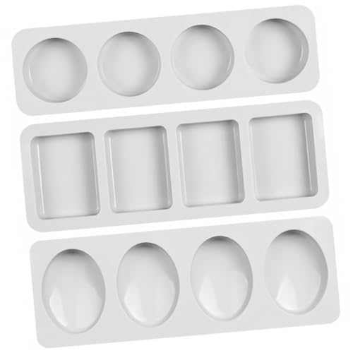 Sewroro 3 Stück Teiliges Silikon Seifenform Hohlräume Rund Quadratisch Oval Flexibel Antihaftbeschichtet Langlebig für Handgemachte Seifen DIY Bastelprojekte Geeignet Zufällige Farbe von Sewroro