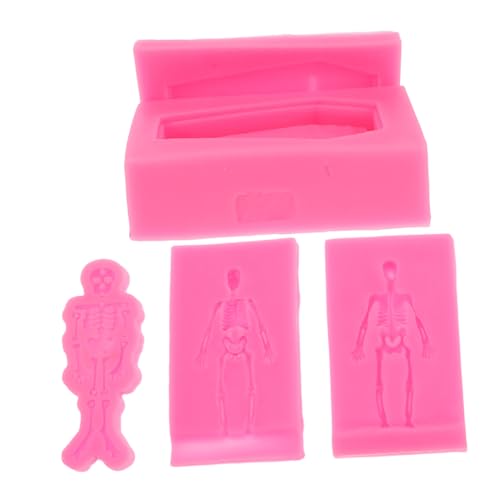 Sewroro 3 Stück Teiliges Silikon Skelett Sarg Halloween Fondant Kuchen Dekorieren Form für Epoxidharz DIY Schmuck Anhänger Bastelprojekte Kompatibel mit Harz und Zuckerpaste von Sewroro
