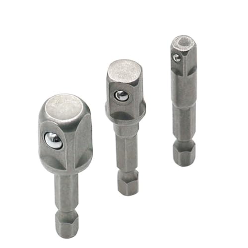 Sewroro 3 Stück Teiliges Stecknuss Adapter Set Vierkantantrieb mit Sechskantschaft Verlängerung für Akkuschrauber Bohrmaschine Robust und Langlebig von Sewroro