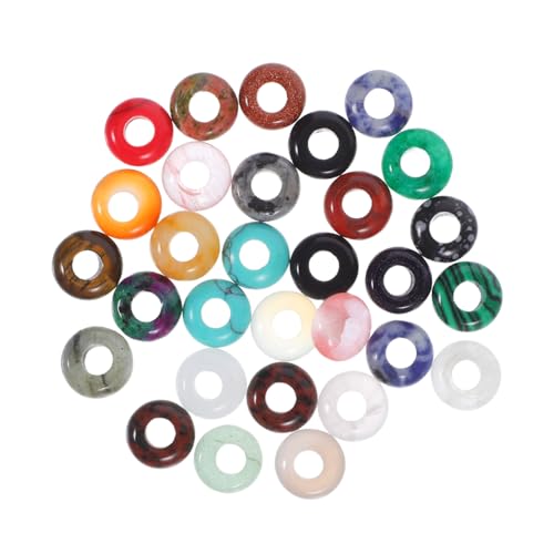 Sewroro 30 Stück Große Lochperlen Natürlichem Kristall und für Diy Schmuckherstellung Armbänder und Vielseitige Bastelzubehör von Sewroro