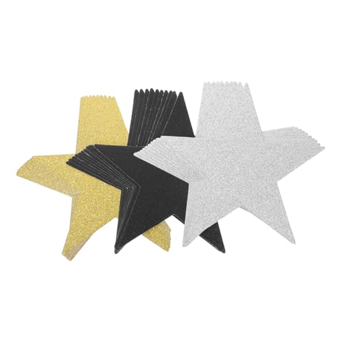 Sewroro 30 Stück Teiliges Glitzer Papierstern Handgeschnittene Fünf Punkte Sternformen aus Metallic Karton in Gold Silber und Schwarz Schimmernde Bastelsterne für Pinnwand Geburtstag und von Sewroro