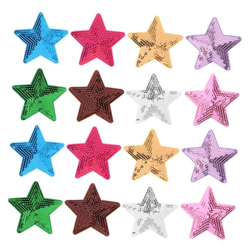 Sewroro 30 Stück Teiliges Glitzernde Fünf-punkte Stern Pailletten Aufnäher zum Aufbügeln Bestickte Applikationen für Kleidung und Accessoires Einfache Anwendung für DIY und Reparaturen von Sewroro