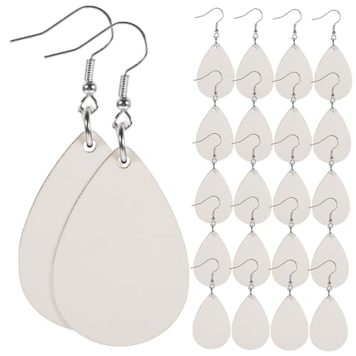 Sewroro 30 Stück Teiliges Sublimations Ohrringrohlinge aus Holz und Eisen Doppelseitige DIY Blanko Anhänger für Individuellen Schmuck Langlebig für Personalisierte Geschenkideen von Sewroro