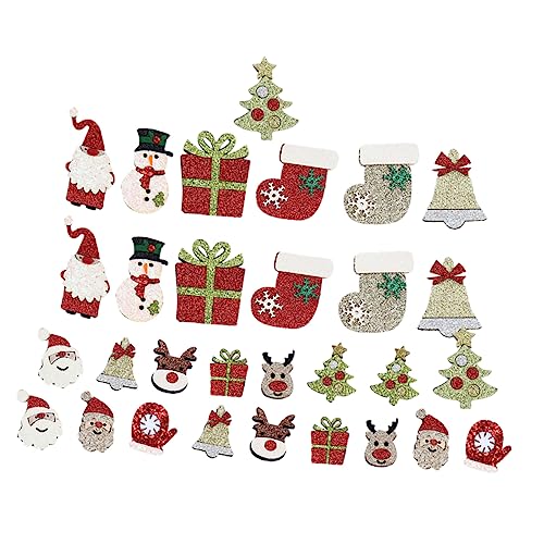 Sewroro 30 Stück Weihnachtsdekorationszubehör Patch Basteln Weihnachtsdekorationen Innenstoff Weihnachtsbaumdekor Schneestickerei Verzierungen Besticktes Dekoratives Mason Sew Tuch von Sewroro
