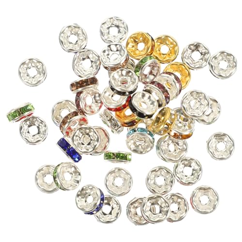 Sewroro 300 Stück DIY Schmuck Spacer Perlen mit Strass Farbige Runde Abstandshalter für Armbänder und Bastelprojekte Leichte Glänzende Schmuckzubehör für Kreative Schmuckherstellung von Sewroro