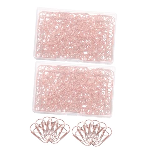 Sewroro 300 Stück Herzförmige Büroklammern Mini Metall Clips für Bürobedarf Kleine Büroklammern Roségold für Kreative Papierprojekte und Lesezeichen von Sewroro