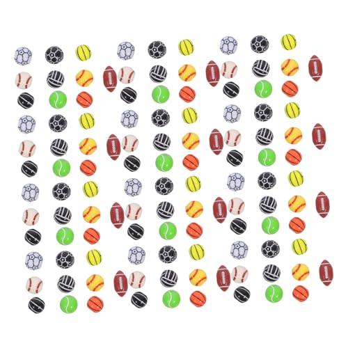 Sewroro 300 Stück – Lose Armbänder DIY Fußballperlen Schlüsselanhänger Halsketten Basteln Basketball Sport Baseball Gastgeschenke Zubehör Armbänder Fußballprojekte Runde von Sewroro