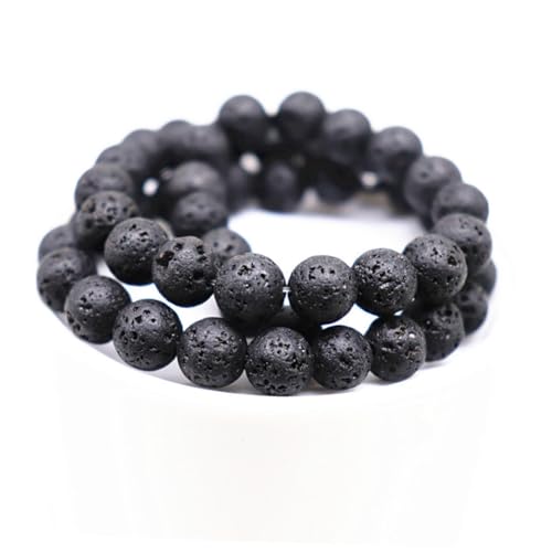 Sewroro 300 Stück Schwarze Lava perlen Rund Natürliche Vulkanische Steinperlen Spacer Beads für Schmuckherstellung DIY Armbänder Halsketten Zubehör von Sewroro