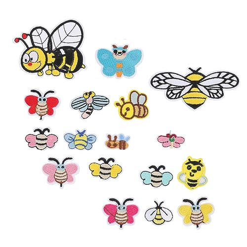 Sewroro 34 Stück Teiliges Bestickte Bienen Applikationen Cartoon Stoffpatches zum Aufnähen oder Aufbügeln Niedliche Textilfilz Kleidung Aufnäher für DIY Kleidung Dekoration Geeignet für von Sewroro
