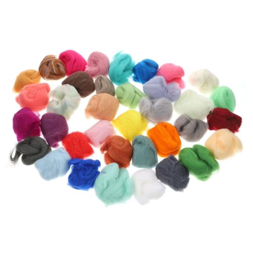 Sewroro 36 Stück Teiliges Nadelfilzen Wollset Buntes DIY Filzwolle mit Farben Weiche Filzwolle für Handarbeiten Inklusive Englischer Anleitung für Anfänger und Bastelbegeisterte von Sewroro