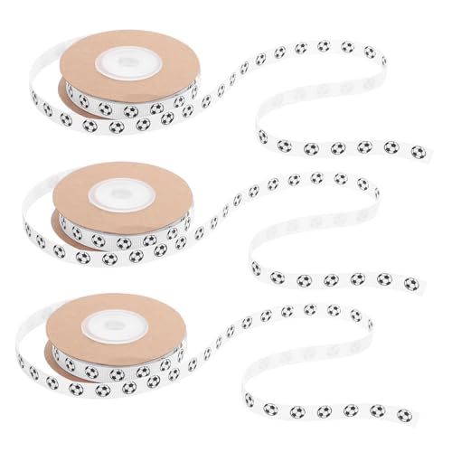 Sewroro 3Roll Fußball-geschenkband Yards Schmaler Fußballmuster-grosgrain für DIY Geschenkverpackung Jungenparty Dekoration Langlebig und Vielseitig für Sportfans von Sewroro