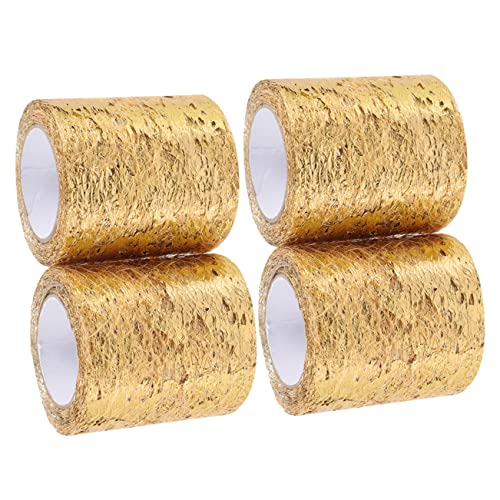 Sewroro 4 Rollen Netzband scrabook dekoration weihnachten hochzeitsdekoration weinachtendecor weihmachtsdeko Girlande zum Einpacken Blau Geschenkverpackungsgitter Tüllband Polyester Golden von Sewroro
