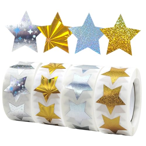 Sewroro 4 Rollen Selbstklebende Sternaufkleber für DIY Sticker mit Glänzenden Sternmotiven für Geschenkverpackung Kindergarten Dekoration Einfach zu Kleben Langlebig und Vielseitig Sewroro 4 Rollen Selbstklebende Sternaufkleber für DIY Sticker mit Glänzenden Sternmotiven für Geschenkverpackung Kindergarten Dekoration Einfach zu Kleben Langlebig und Vielseitig von Sewroro