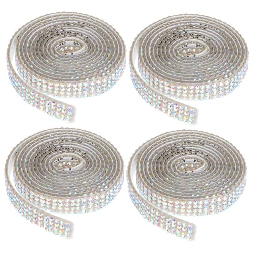 Sewroro 4 Rollen Selbstklebende Strassbänder Strass Verzierungsstreifen Strassband Für Hochzeiten Strassband Strass Klebeband von Sewroro