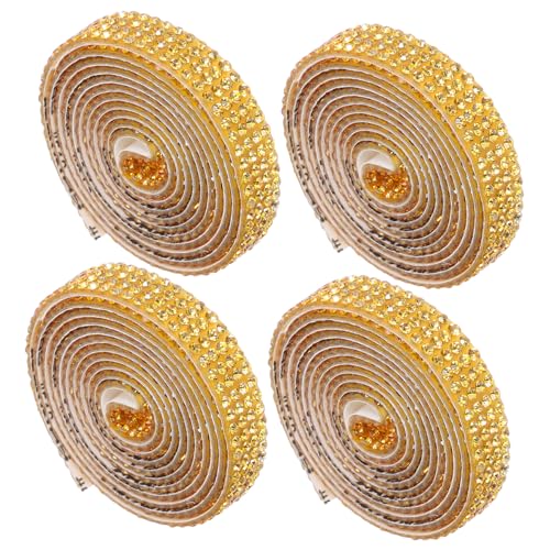 Sewroro 4 Rollen Selbstklebendes Strassband Reihen Breit Sparkling Rhinestone Ribbon für Geschenkverpackung Kleidung Basteln Schmuck DIY Dekoration von Sewroro