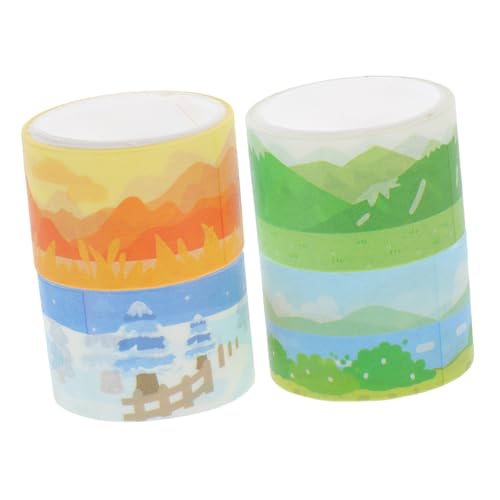 Sewroro 4 Rollen Washi Tape Handreißbares Dekoratives Japanpapier Klebeband mit Landschaftsmotiven Wiederverwendbar Haftstark für Scrapbooking Journal Geschenkdekoration von Sewroro