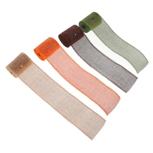 Sewroro 4 Rollen dekoratives Band Leinen Spitzenbänder zum Basteln Weihnachtsbaumband Weiß Grün weihnachtsdrahtband Kunsthandwerk Hochzeitsdekorationen Hochzeitsband DIY Decorative Ribbon von Sewroro