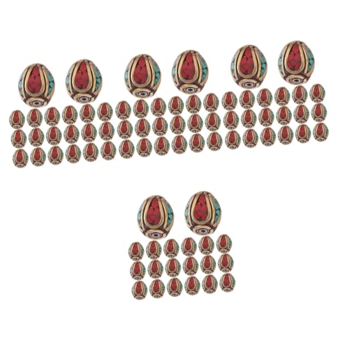 Sewroro 4 Sätze Tibetische Buddha Spacer Beads Handgefertigte Perlen Messing Mit Türkis Einlage Für Schmuckherstellung Und Diy Projekte Für Buddhisten Und Bastelbegeisterte 20 Stück * 4 von Sewroro