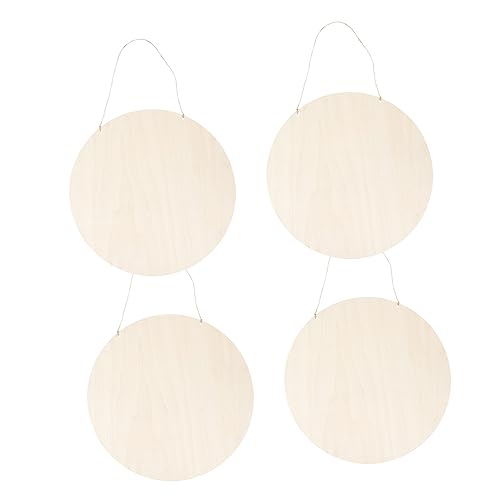 Sewroro 4 Satz Rundes Holz DIY Unvollendete Holzplatten zum Basteln Bemalen und Dekorieren mit Aufhängungslöchern für Kreative Projekte und Gestaltung von Sewroro