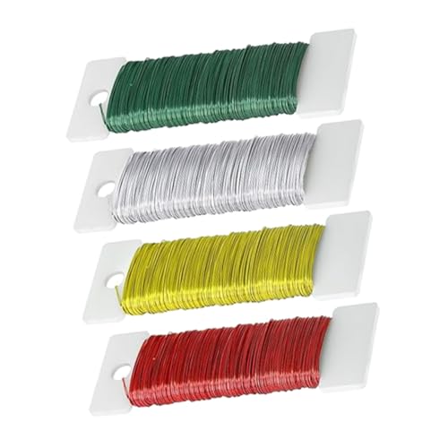 Sewroro 4 Stück Flexibler Metalldraht für Kreative Projekte für Arrangements und Schmuckdesigns Bunte Dünne Drähte Gold Silber Grün und Rot von Sewroro