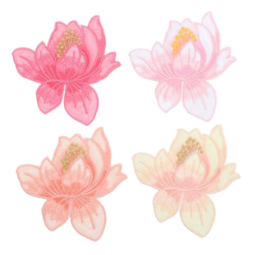Sewroro 4 Stück Handgestickte Blumenapplikationen zum Aufbügeln und Aufnähen für T Shirts Jacken Jeans Hüte Diy Projekte von Sewroro
