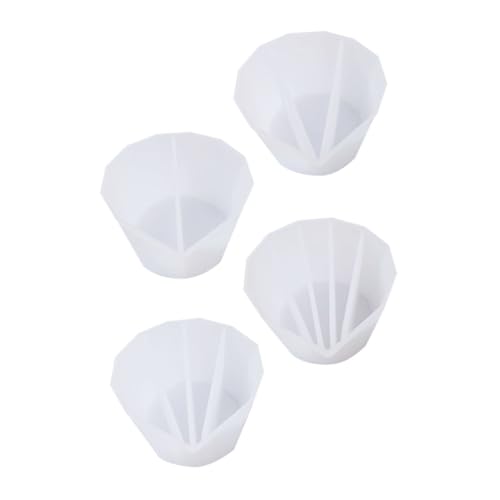 Sewroro 4 Stück Teiliges Silikon Mischbecher Transparent mit Fächern Langlebig und Flexibel für Epoxidharz und Acrylfarben für DIY Schmuck und Kunstprojekte Antihaftender Farbbehälter von Sewroro