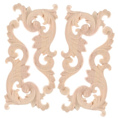Sewroro 4 Stück Teiliges Unbemalt Geschnitzt DIY Möbel Applikationen für Türen Schränke Betten Natürliche Holzdeko Vielseitig Lackierbar Fein Poliert ohne Grate Leichte Montage von Sewroro