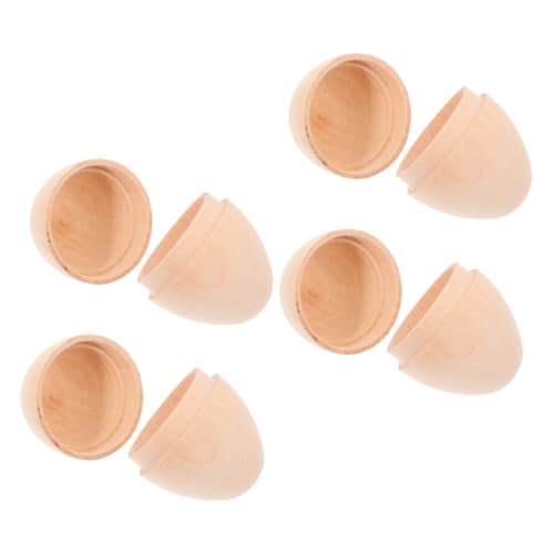 Sewroro 4 Stück Teiliges Unbemalte Hohle Holz Ostereier zum Bemalen Diy Osterdeko mit Überraschungseffekt Leichte Holz Eier für Kreative Frühlingsdekoration und von Sewroro