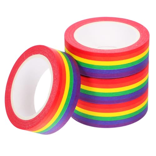 Sewroro 4 Stück Washi Klebeband Regenbogen Streifen Design Kreative Handbuch Aufkleber für Journal und Geschenkverpackung für Pride Feiern und Bastelprojekte von Sewroro