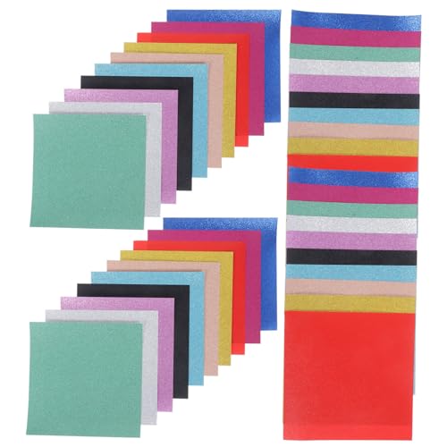 Sewroro 40 Blatt Glitzerpapier Bastelpapier Farben Glitzer Karton für DIY Scrapbooking Grußkarten Basteln Quadratisches Glitzer Papier für Kreative Papierkunst und Geschenkverpackung von Sewroro