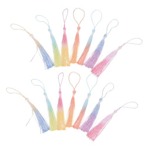 Sewroro 40 Stück Mini Quasten Lesezeichen mit Fransen Farbverlauf Dekorative Tassels für DIY Basteln Handgefertigte Anhänger für Bücher und Kreative Projekte von Sewroro