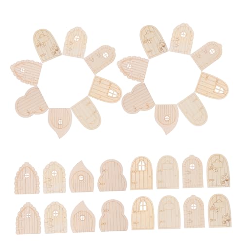 Sewroro 40 Stück Teiliges Holz Miniatur Unbemalt Robuste Miniatur Wichteltüren aus Naturholz Wetterfest für Garten Baumstamm DIY Dekoration Zuhause Hochzeit Party Einfache Montage von Sewroro