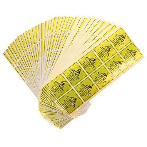 Sewroro 450 Stück Antistatisches Etikett yellow gelbe Etiketten für Schalttafeln Elektrostatische Aufkleber empfindlich groß statische vorsichtige Aufkleber Sicherheitswarnaufkleber Papier von Sewroro