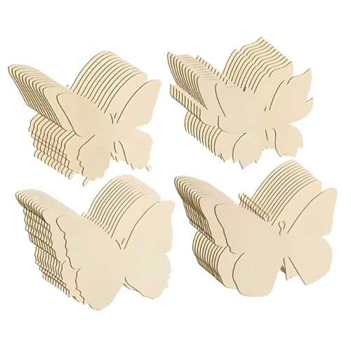 Sewroro 48 Stück Holz Schmetterlinge zum Basteln Unlackierte Holzstückchen für DIY Malen und Dekoration für Hochzeiten Partys und Kreative Projekte von Sewroro